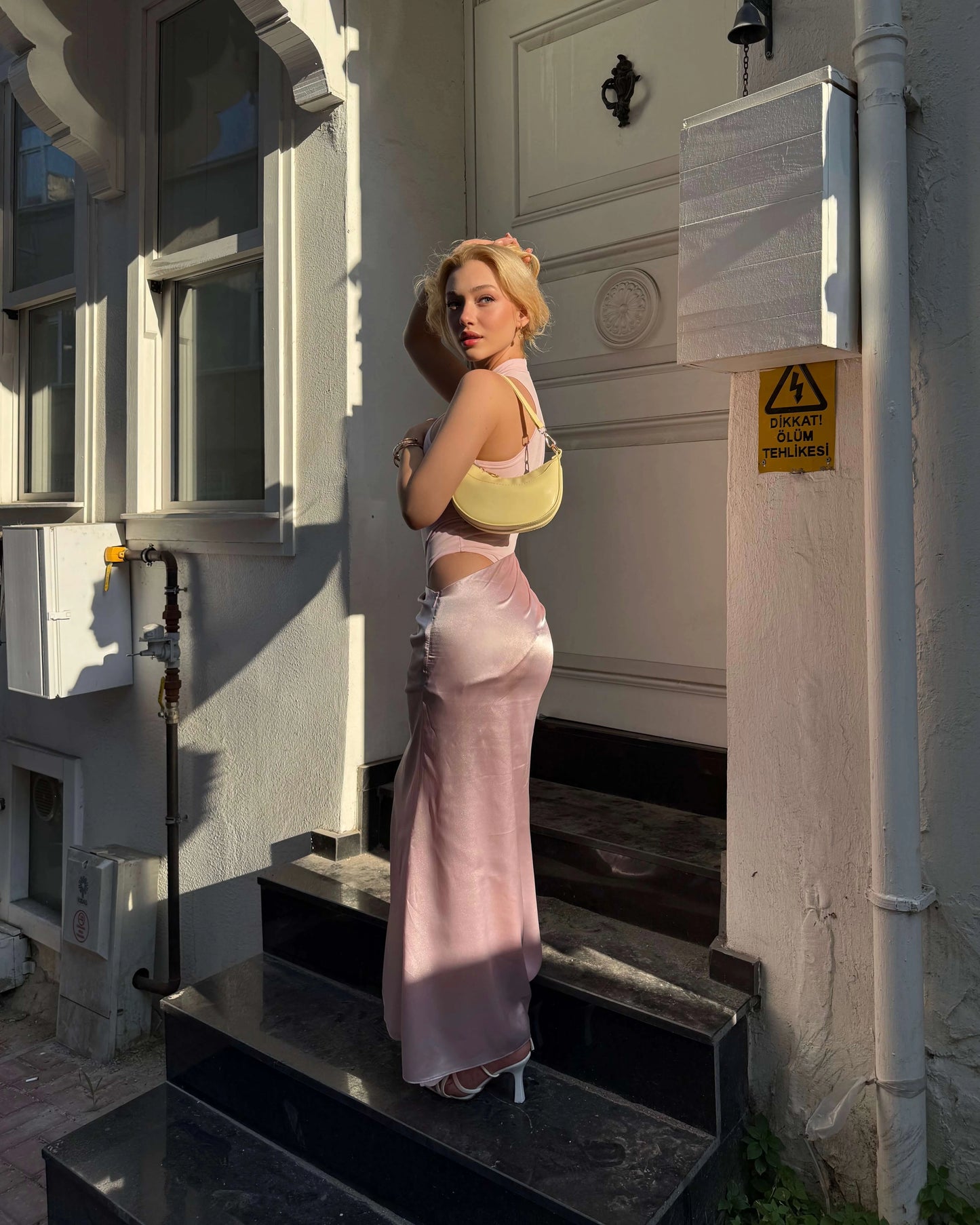 LEBANON SATIN BODYSUIT DETAIL DRESS