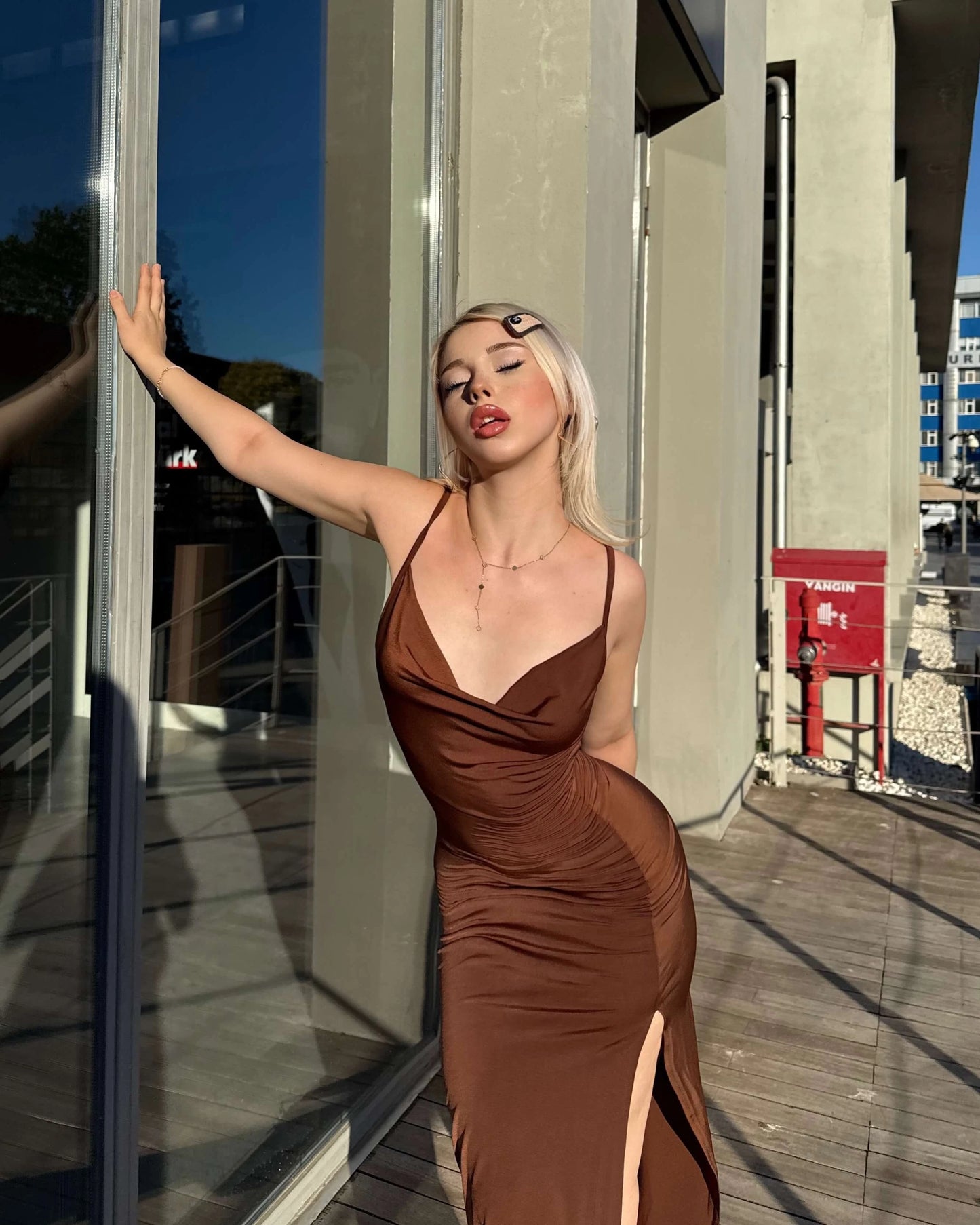 HENAN STRAPPY DRESS WITH SLIT