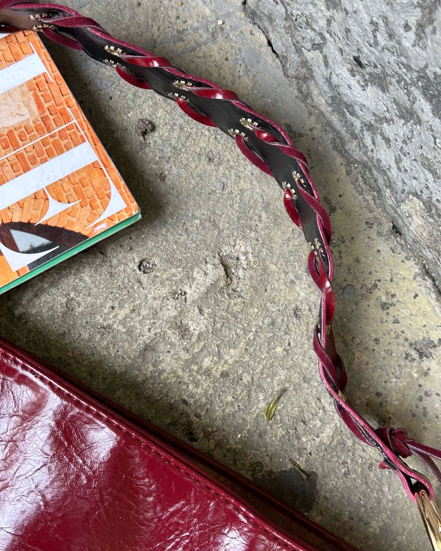 RANCES CLARET RED ARM BAG WITH ROPE DETAIL
