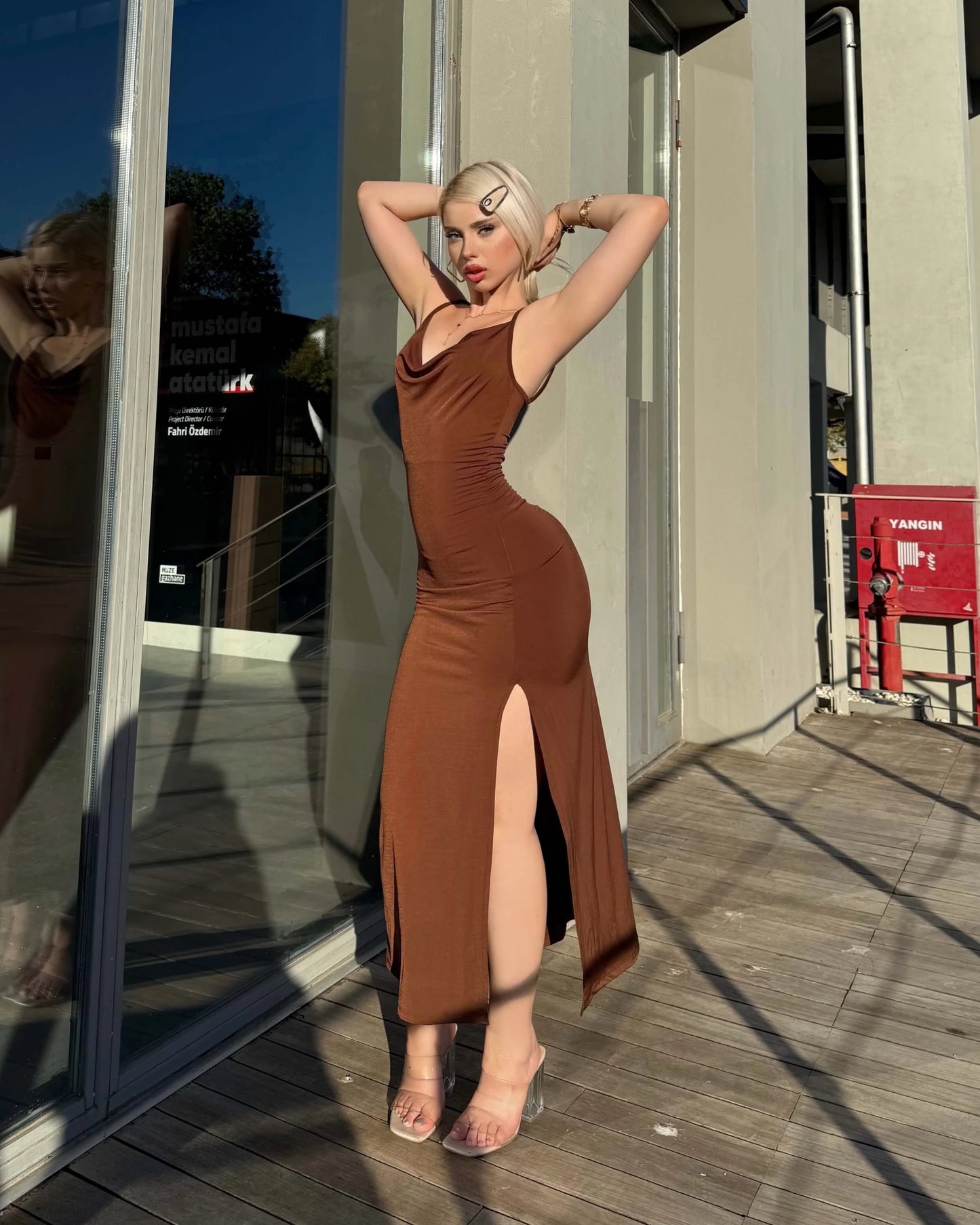 HENAN STRAPPY DRESS WITH SLIT