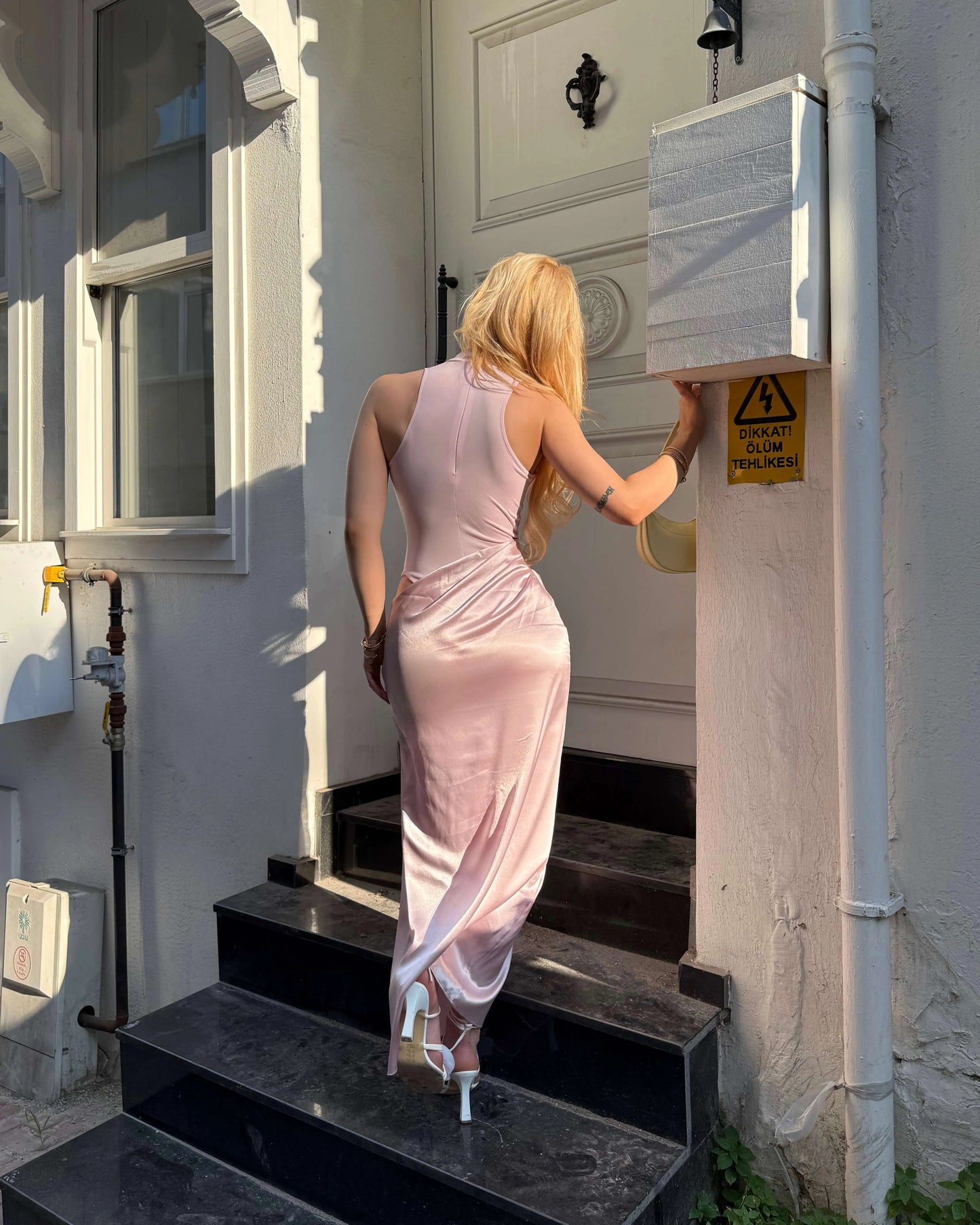 LEBANON SATIN BODYSUIT DETAIL DRESS