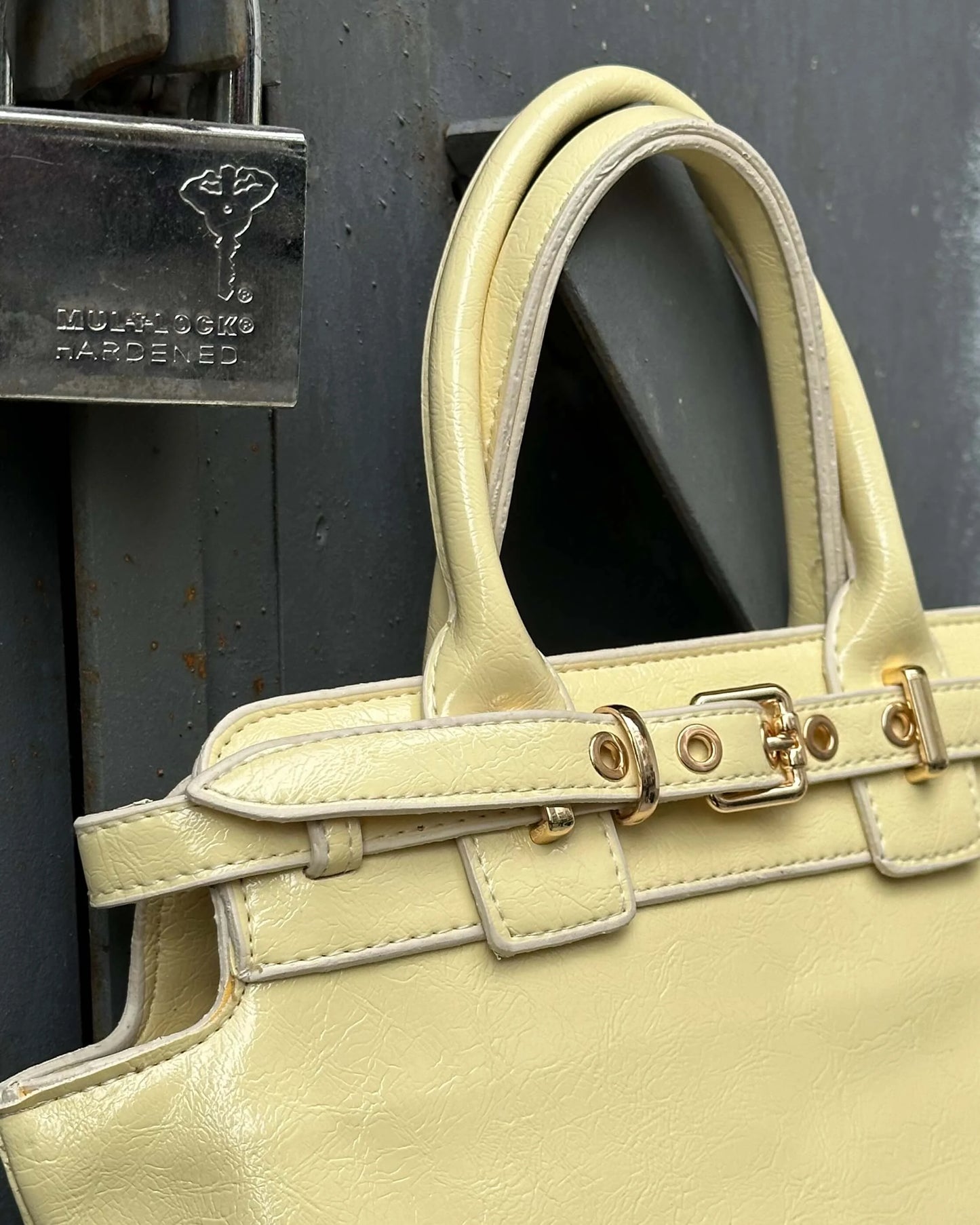 KRAUSE POWDER YELLOW ARM BAG WITH DOUBLE BELT DETAIL