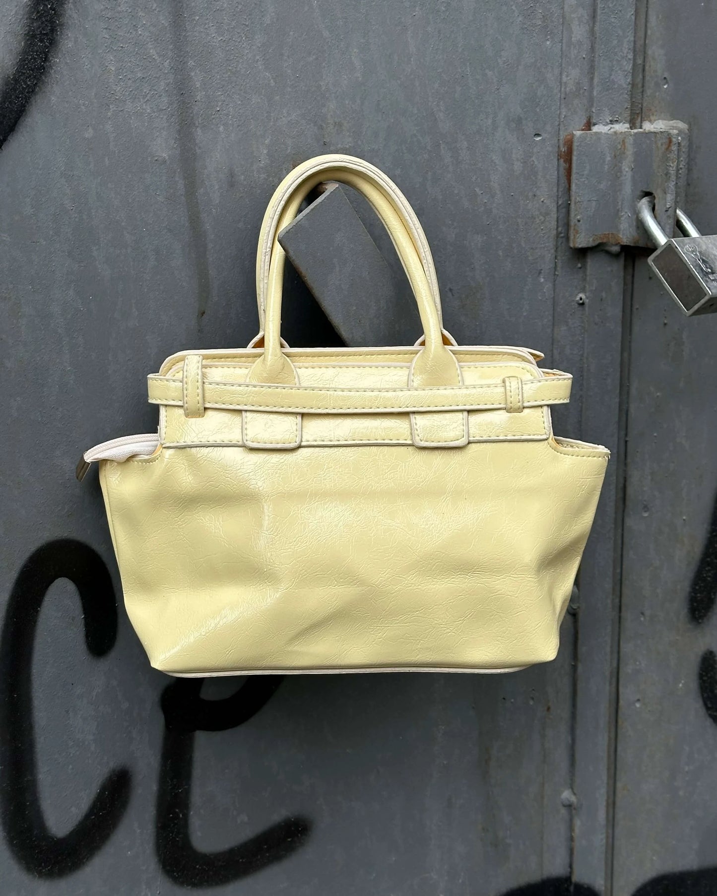KRAUSE POWDER YELLOW ARM BAG WITH DOUBLE BELT DETAIL