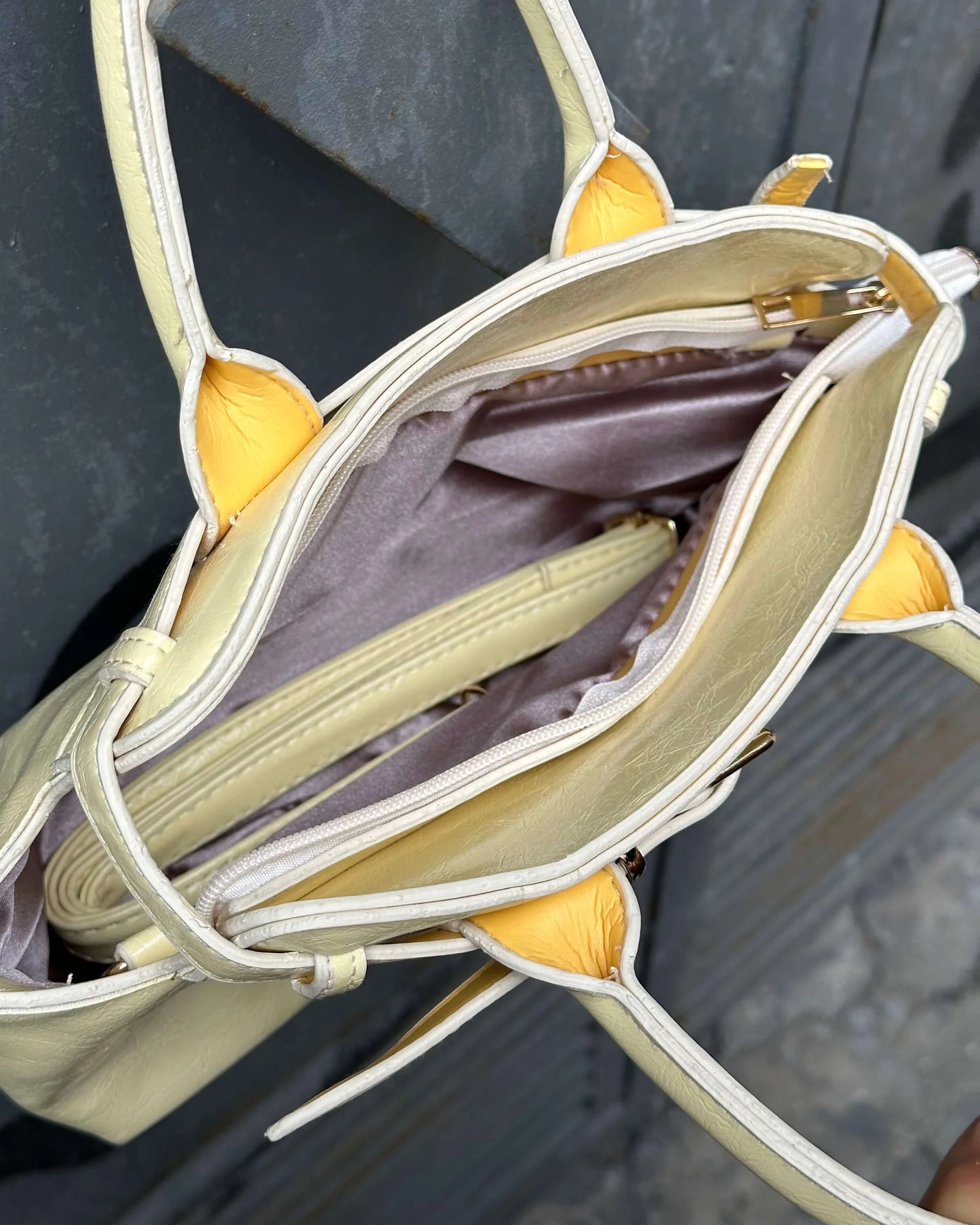 KRAUSE POWDER YELLOW ARM BAG WITH DOUBLE BELT DETAIL