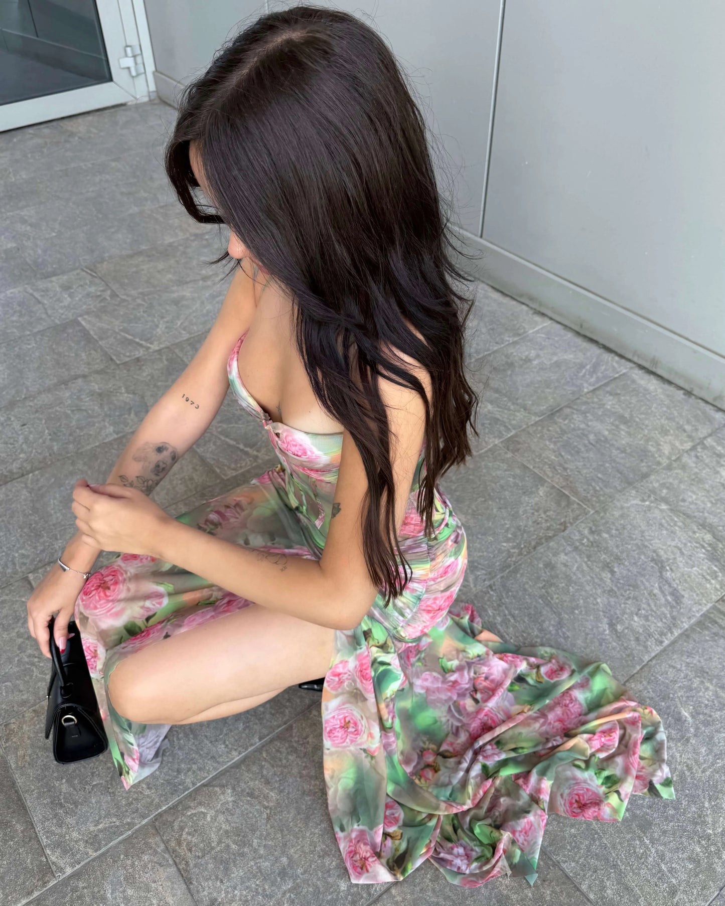 SOLFERA FLOWERING PATTERNED TULLE DRESS