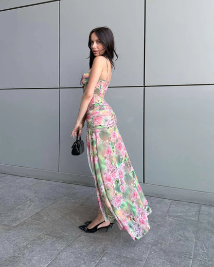 SOLFERA FLOWERING PATTERNED TULLE DRESS