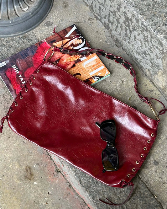 RANCES CLARET RED ARM BAG WITH ROPE DETAIL
