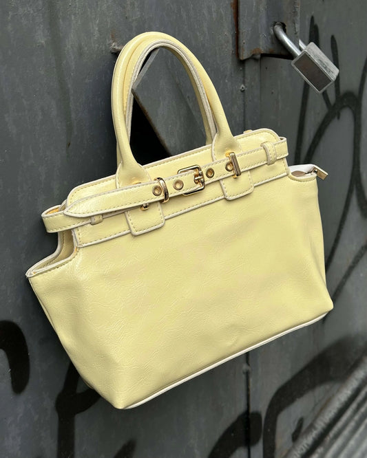 KRAUSE POWDER YELLOW ARM BAG WITH DOUBLE BELT DETAIL